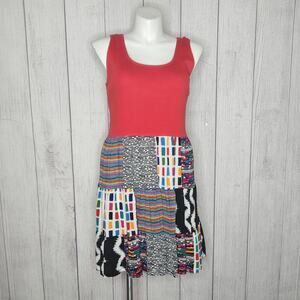 VTG 90s Carole Little Artsy Patchwork Sleeveless Summer Midi Dress, sz 16